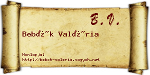 Bebők Valéria névjegykártya