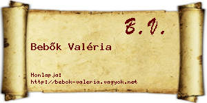 Bebők Valéria névjegykártya